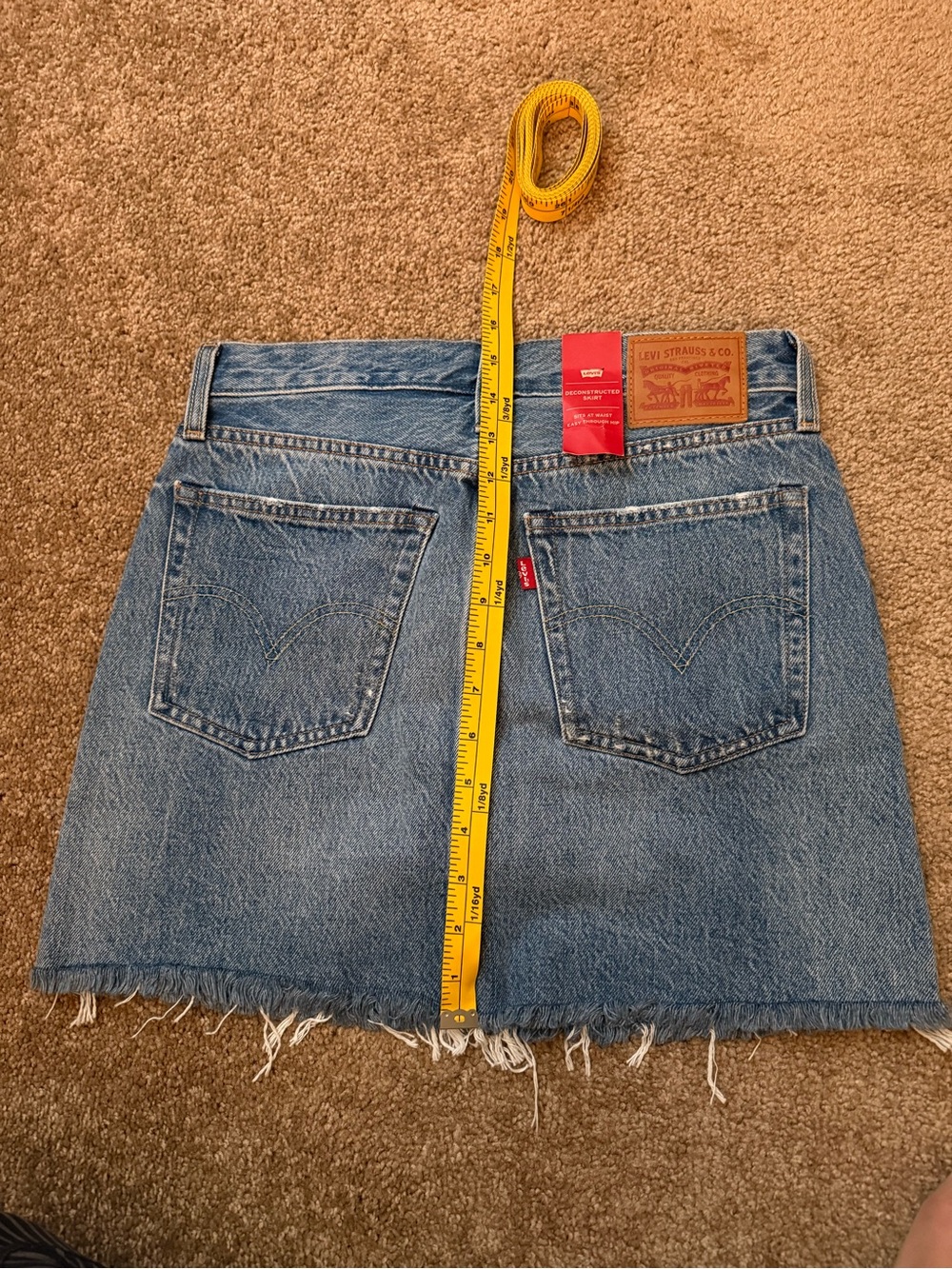Levi's Blue Distressed Denim Mini Skirt with Raw Hem - Picture 5 of 5